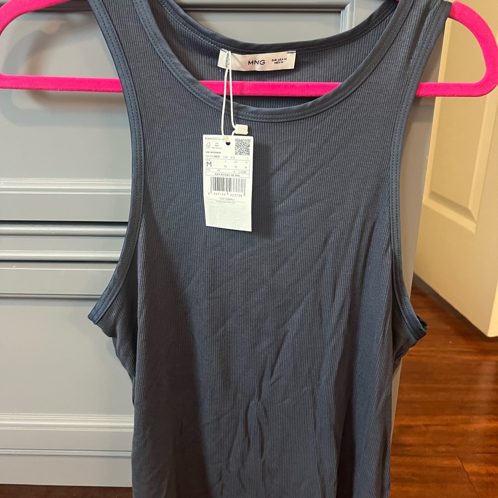 Mango Women's Charcoal/Blue Tank Top